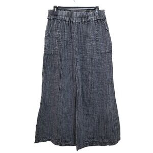 Tulip Gray Wide Leg Pants M 100% Cotton Gauze Lagenlook Oversized Hobo Grunge